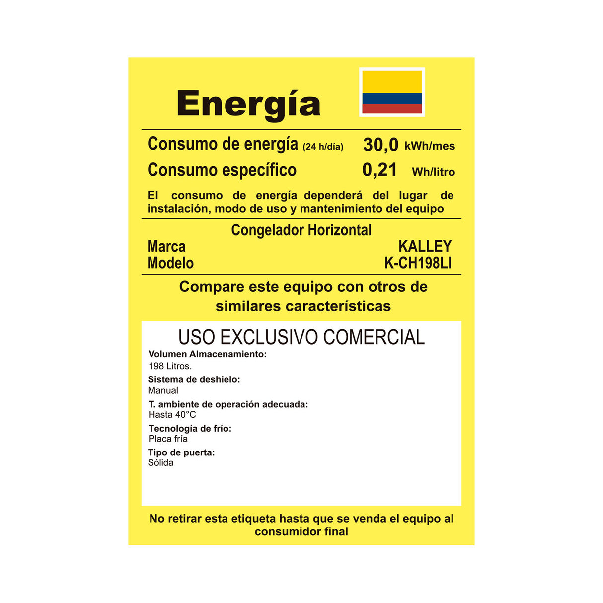 Congelador Kalley Inverter Dual Blanco 56x85cm de 198 Litros con Iluminación Interna