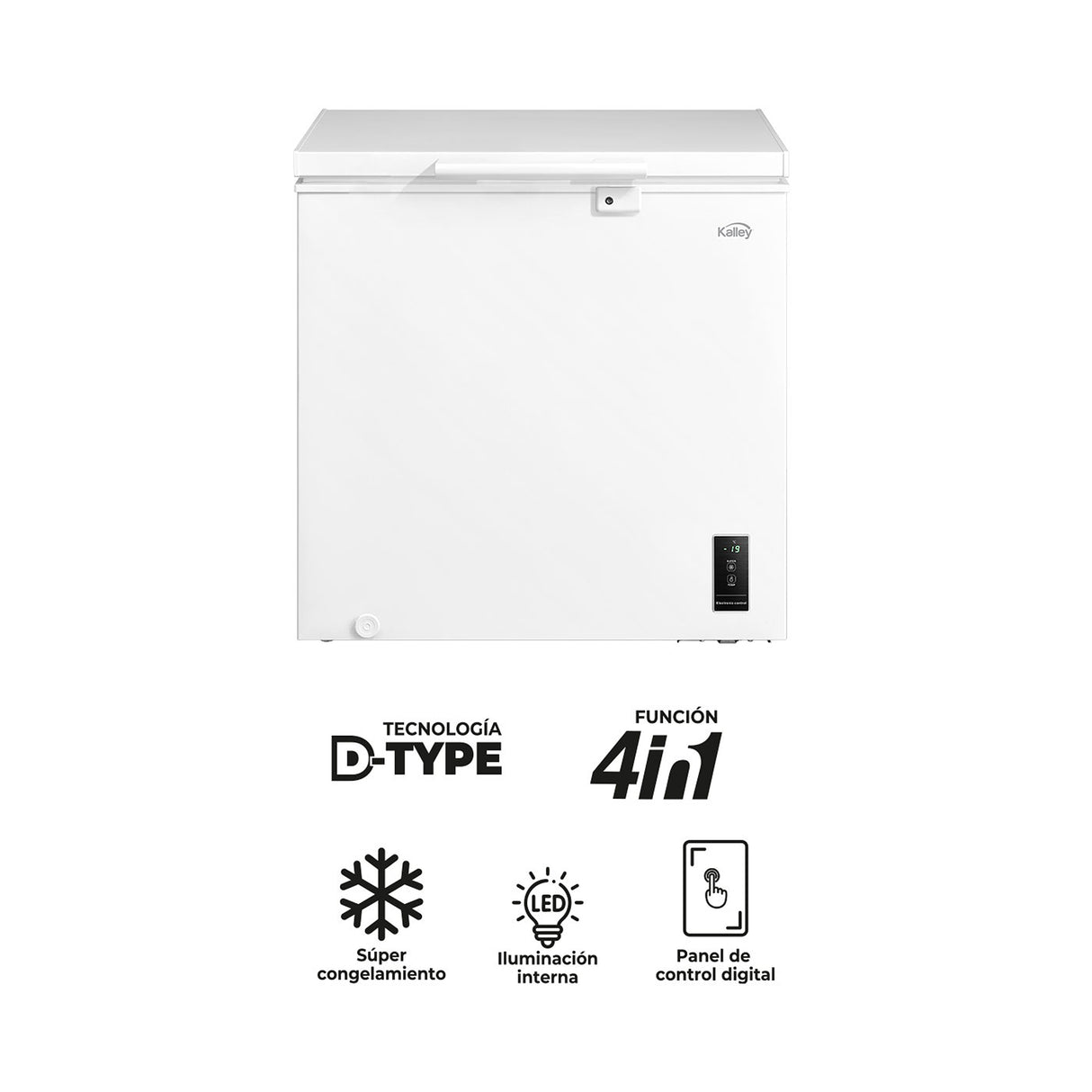 Congelador Kalley Inverter Dual Blanco 55x85cm de 194 Litros con Iluminación Interna