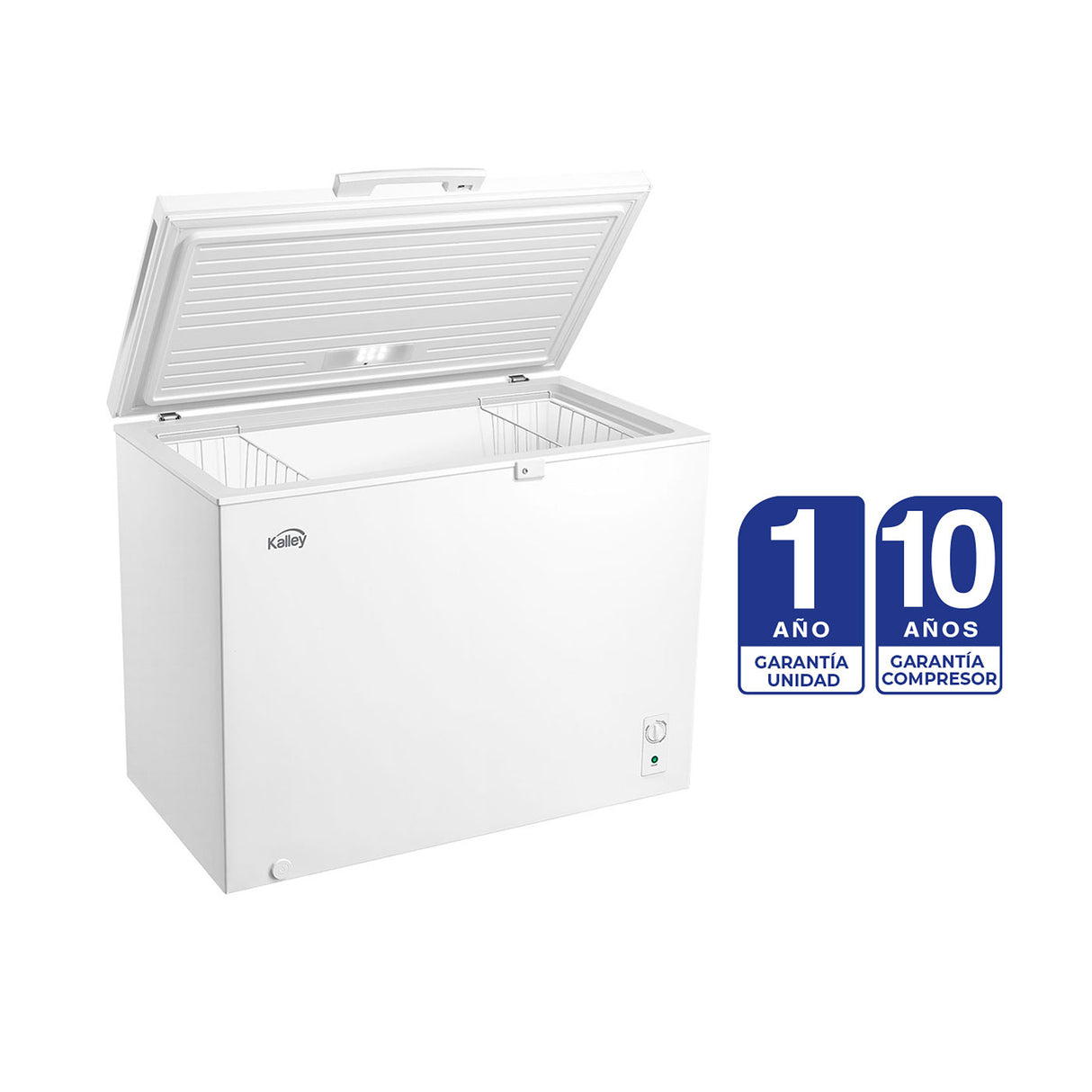 Congelador Kalley Inverter Dual Blanco 59.2x84.4cm de 293 Litros con Iluminación Interna