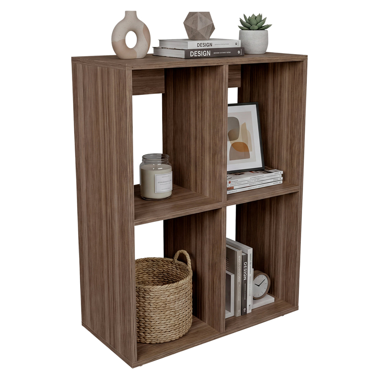 Biblioteca Otto Avellana 59.9x80cm Rectangular con Cuatro Compartimientos y Dos Entrepaños