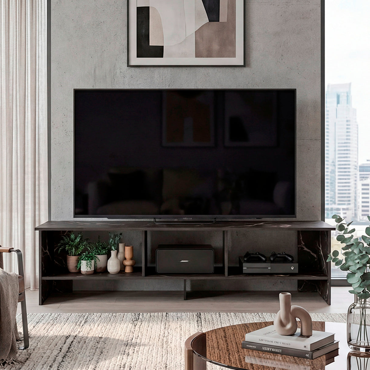 Rack de TV Belga Mamba 160x41.8cm para TV Hasta 65" Pulgadas con Tres Compartimientos