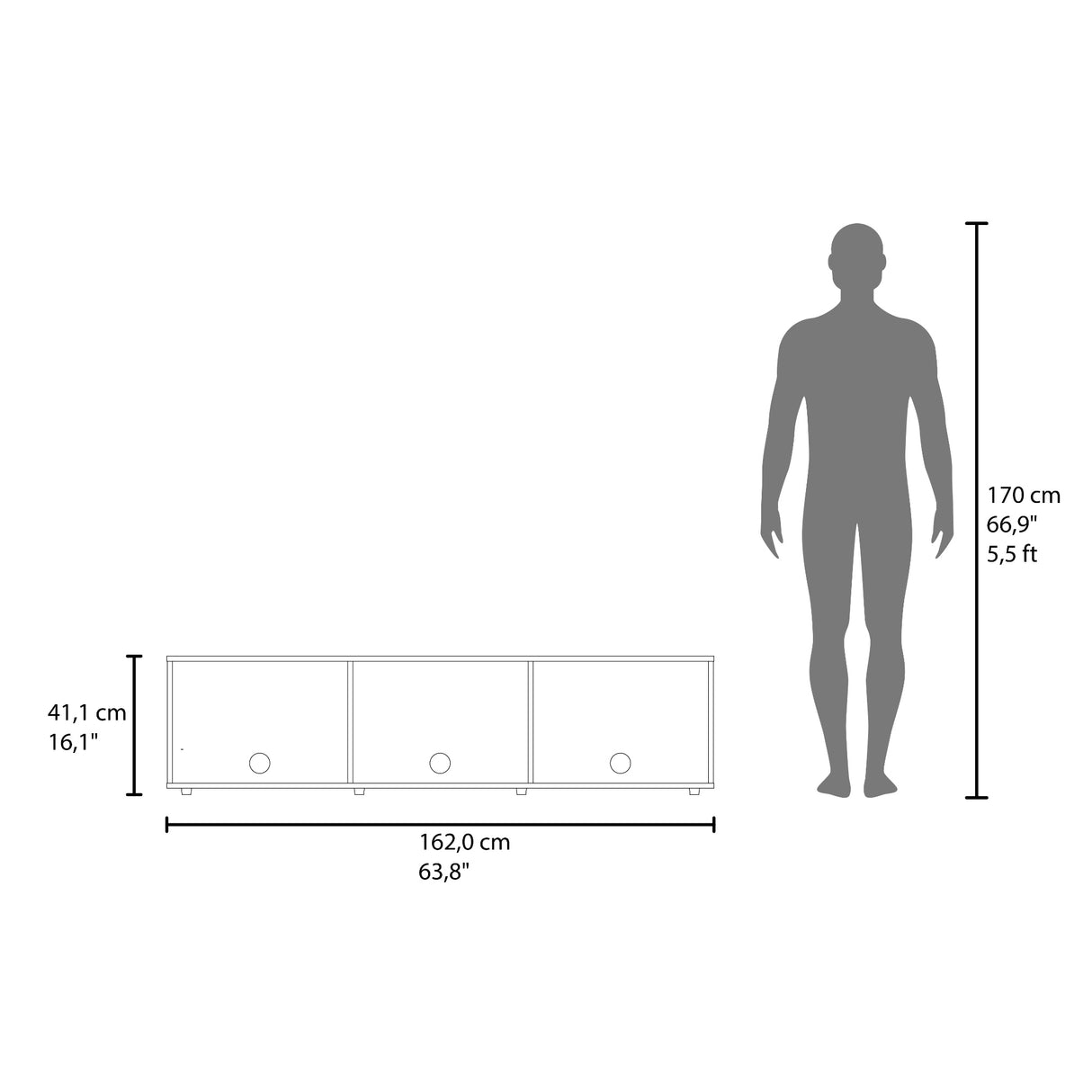 Rack de TV Dorne Positano 162x41.1cm para TV Hasta 65" Pulgadas con Dos Compartimientos y con Ranura para Cables