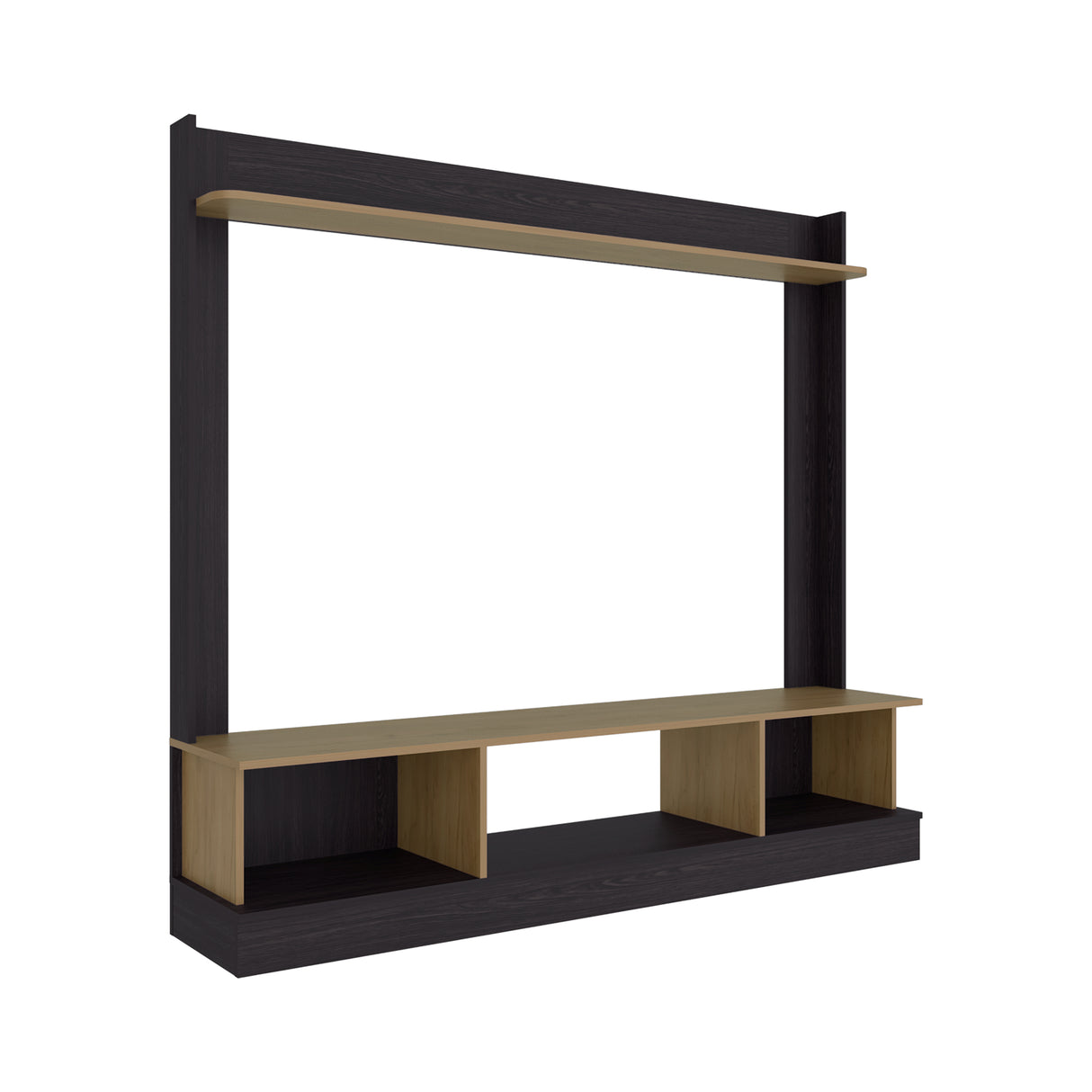 Centro de Entretenimiento Abedul Wengue y Fresno Europeo 168.1x158.5cm para TV Hasta 65" Pulgadas con Tres Compartimientos