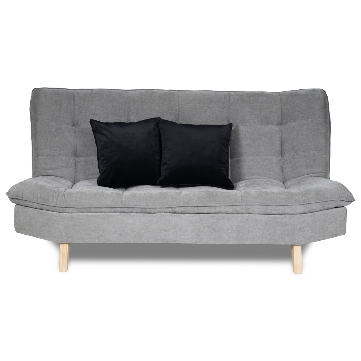 Sofá Cama Bilbao Plata 178x98cm de Tres Puestos Reclinable Antifluido sin Apoya Brazos y con Dos Cojines Decorativos