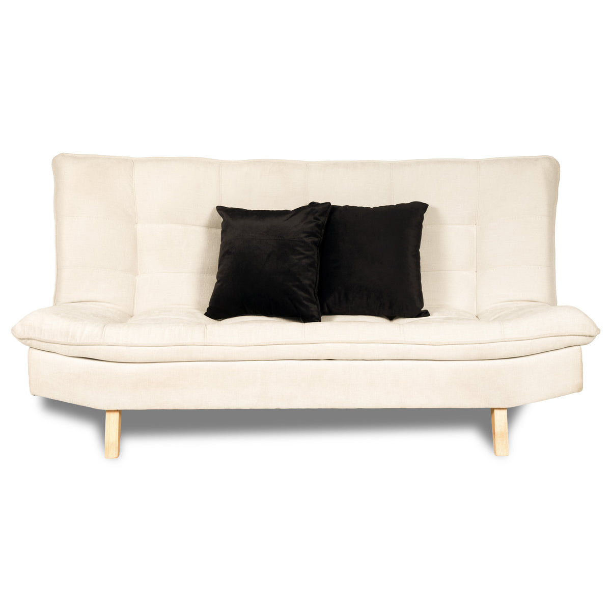 Sofá Cama Bilbao Marfil 178x98cm de Tres Puestos Reclinable Antifluido sin Apoya Brazos y con Dos Cojines Decorativos