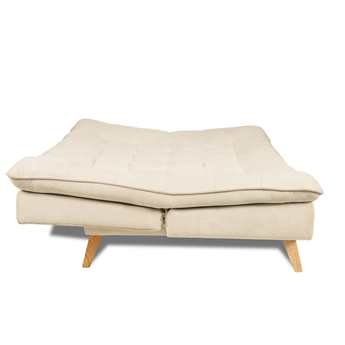 Sofá Cama Bilbao Marfil 178x98cm de Tres Puestos Reclinable Antifluido sin Apoya Brazos y con Dos Cojines Decorativos