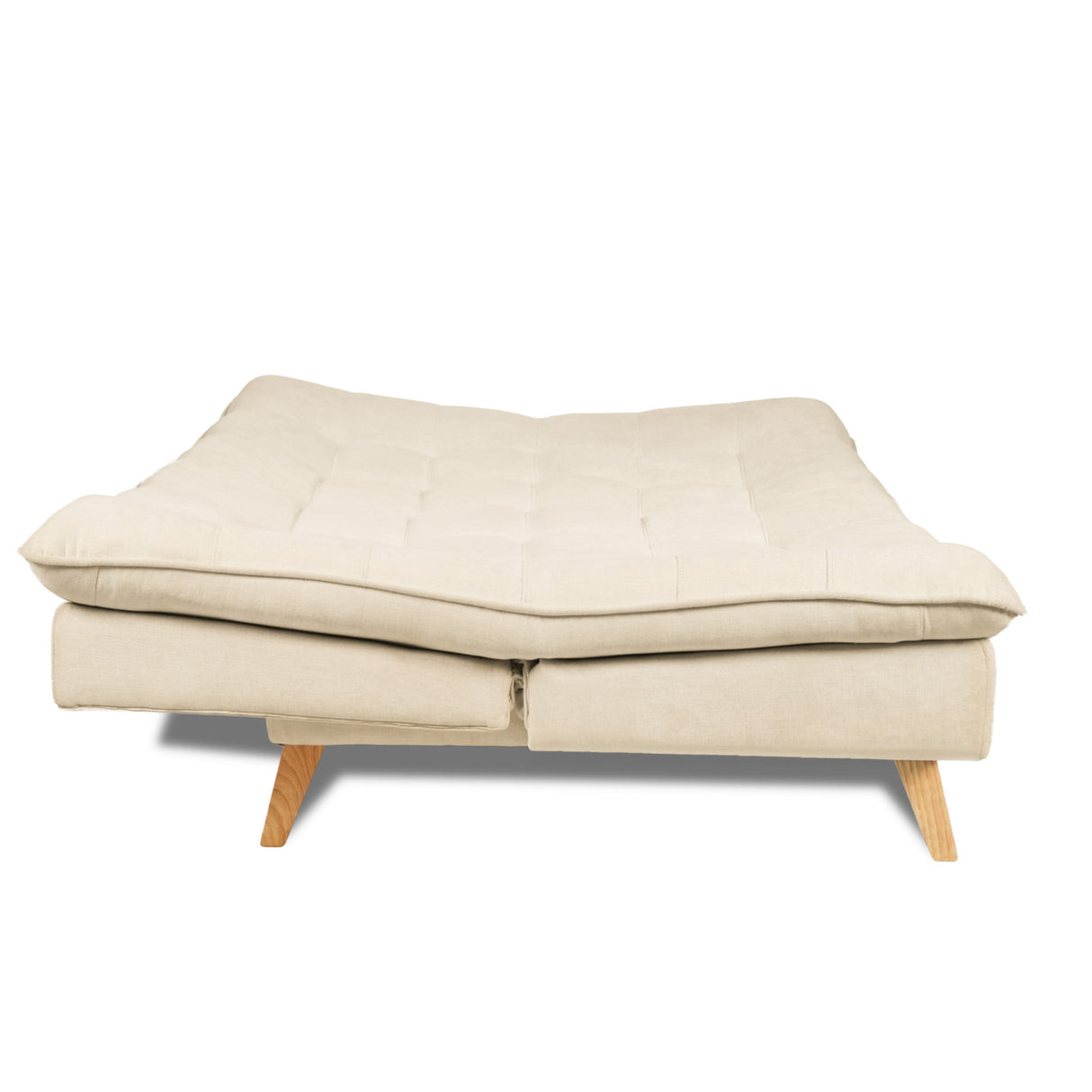 Sofá Cama Bilbao Marfil 120x93cm de Tres Puestos Reclinable Antifluido sin Apoya Brazos y con Dos Cojines Decorativos
