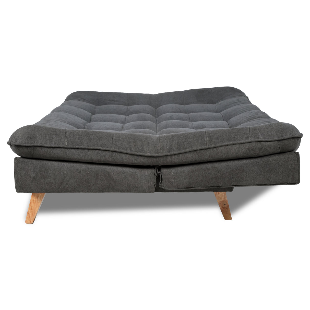 Combo Sofá Cama y Puff Bilbao Gris 120x93cm de Tres Puestos Reclinable Antifluido sin Apoya Brazos