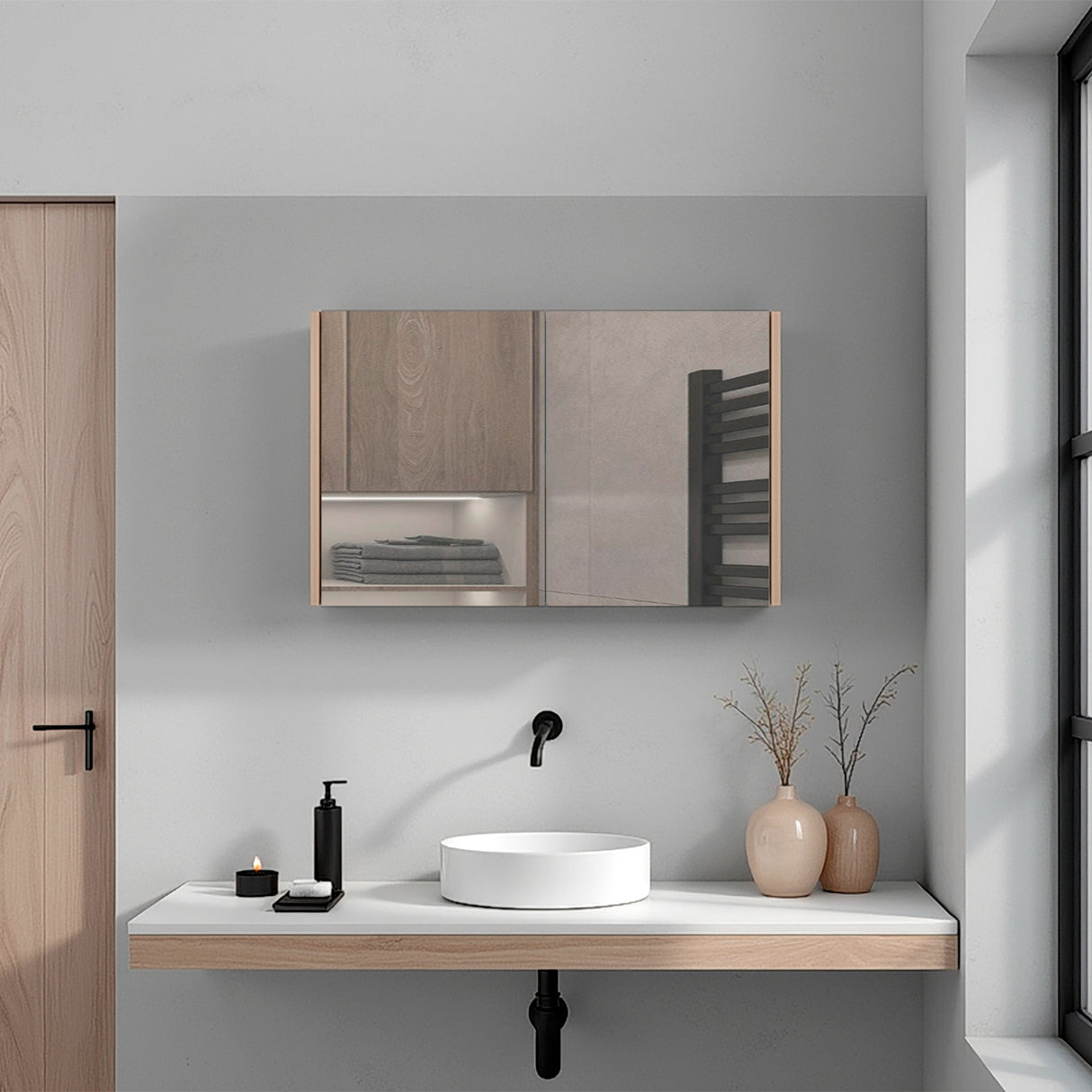Gabinete de Baño R Plus Cartagena 80x50cm con Dos Puertas y con Espejo