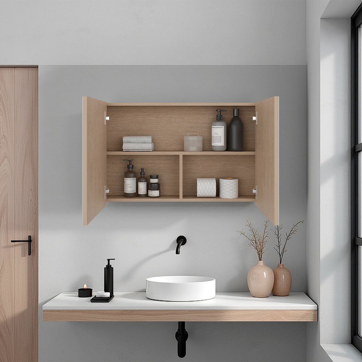 Gabinete de Baño R Plus Cartagena 80x50cm con Dos Puertas y con Espejo