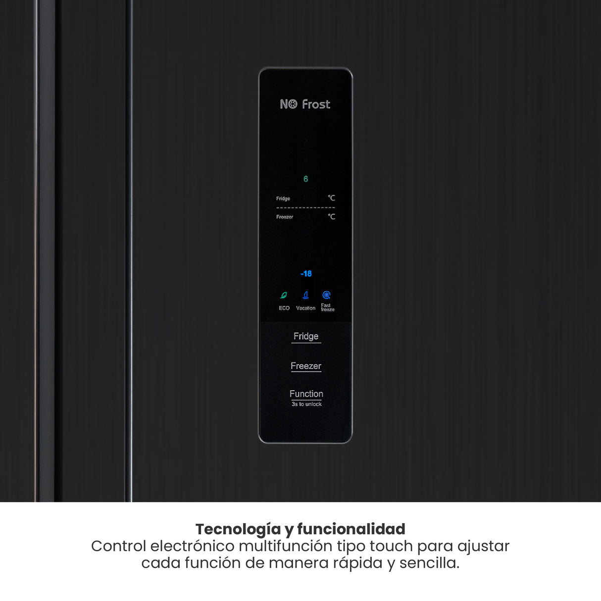 Nevecón No Frost Challenger Side by Side Inverter Dark Inox 84x176.5cm de 430 Litros con Pantalla Digital