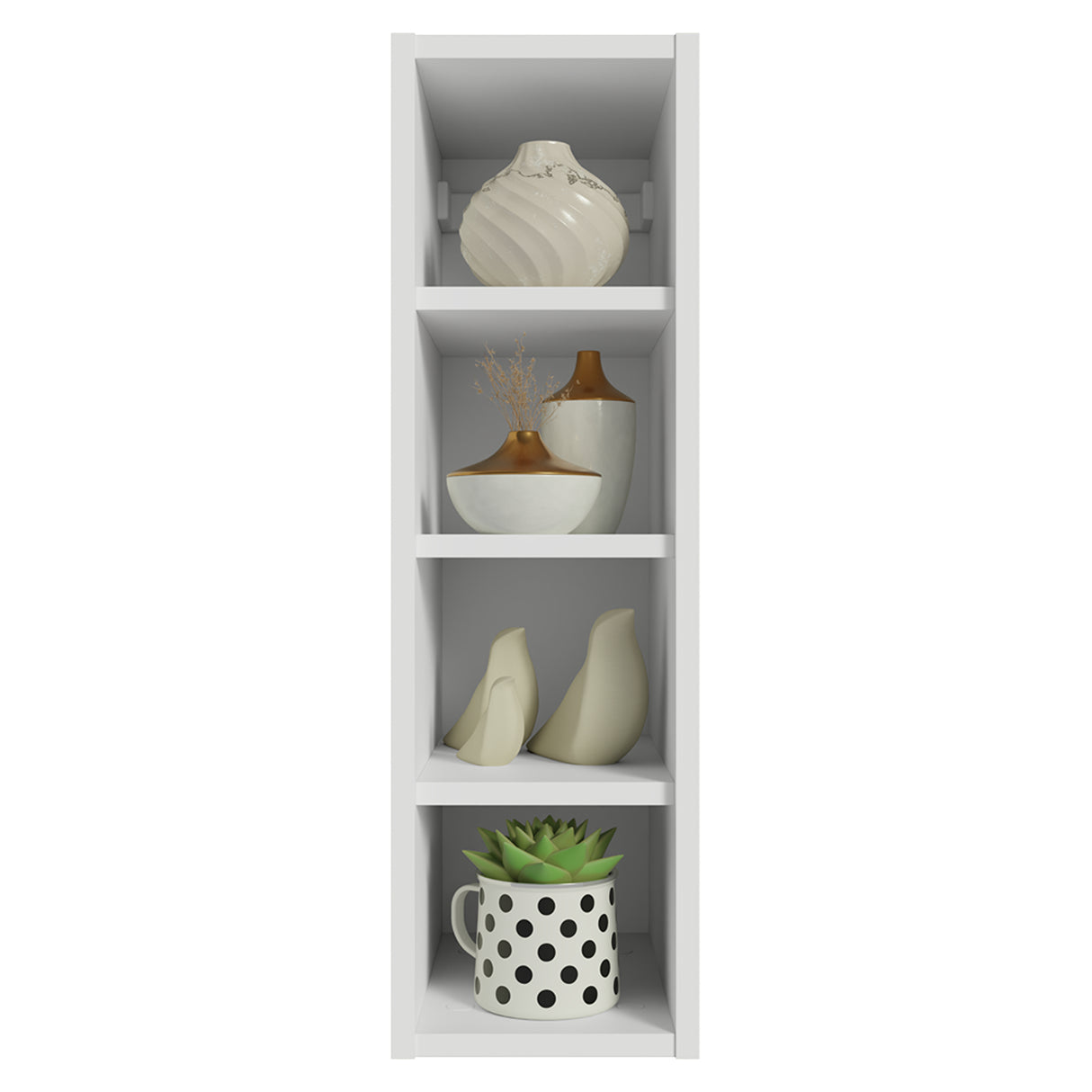 Estanteria Flotante Neo Blanco 20x66cm con Cuatro Compartimientos y con Cuatro Entrepaños