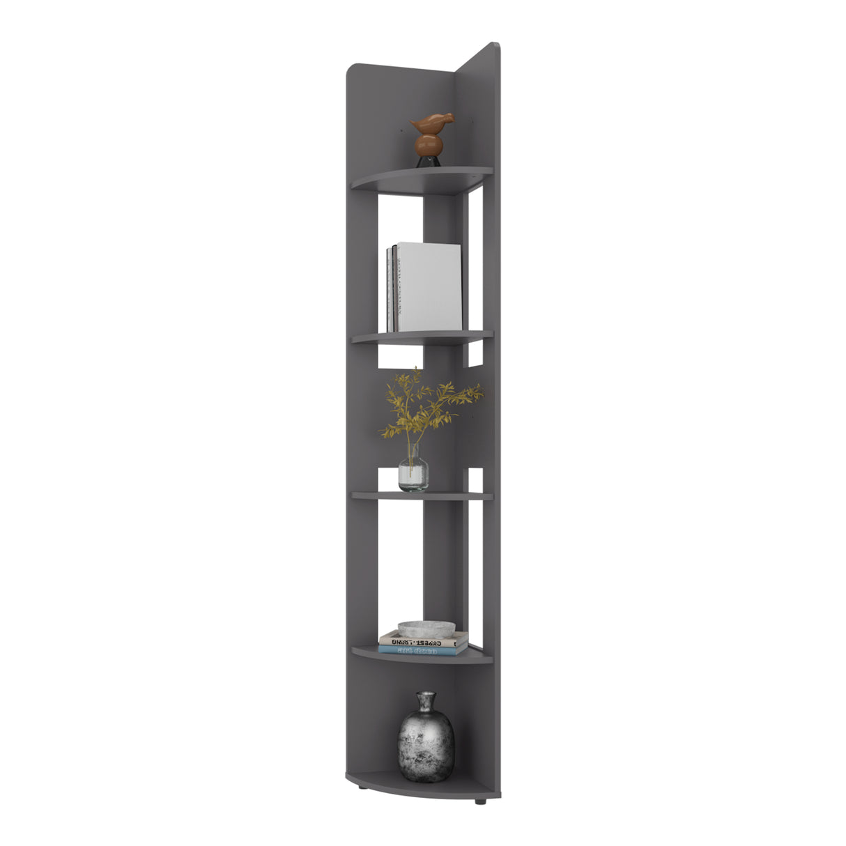 Estantería E-M7 Plomo 30x180.6cm con Cinco Compartimientos y con Cuatro Entrepaños