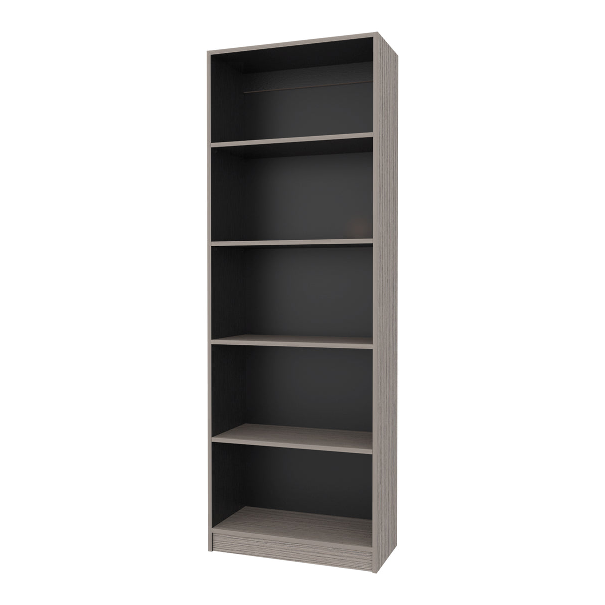 Estantería E-M3 Gris Positano y Wengue 62.8x180.6cm con Cinco Compartimientos y con Cuatro Entrepaños