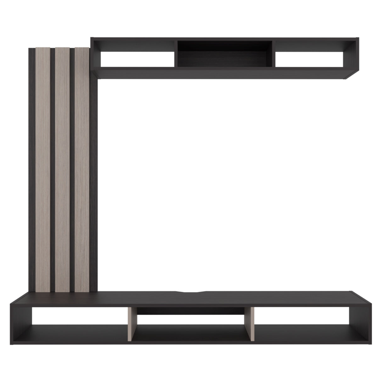 Panel de TV Joice Wengue y Gris Positano 160x138.2cm Flotante para TV Hasta 65" Pulgadas con Seis Compartimientos
