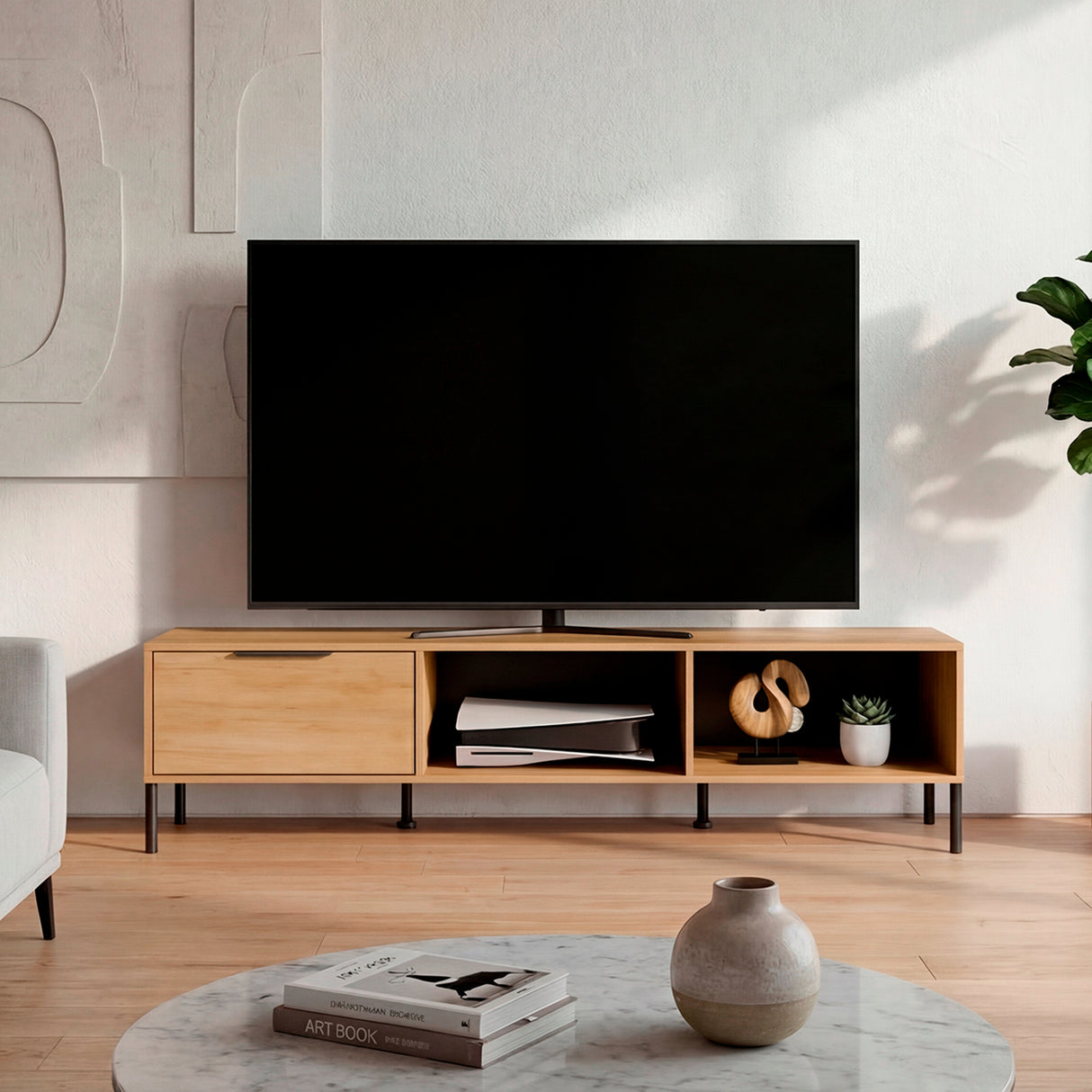 Rack de TV Dorne Fresno 170x42.6cm para TV Hasta 75" Pulgadas con Dos Compartimientos