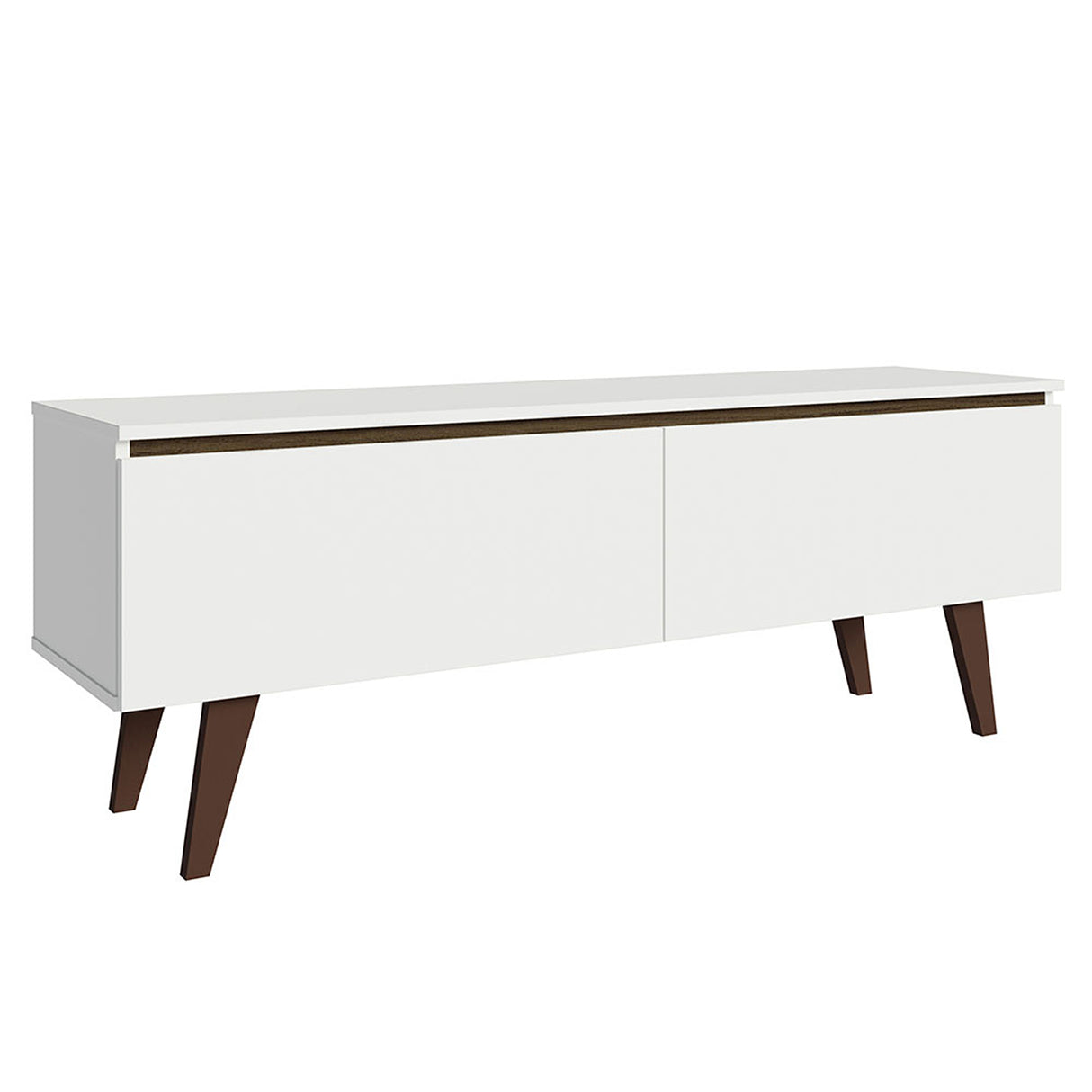 Centro de Entretenimiento Le Mans Marrón y Blanco 136x50cm para TV Hasta 55" Pulgadas con Dos Compartimientos