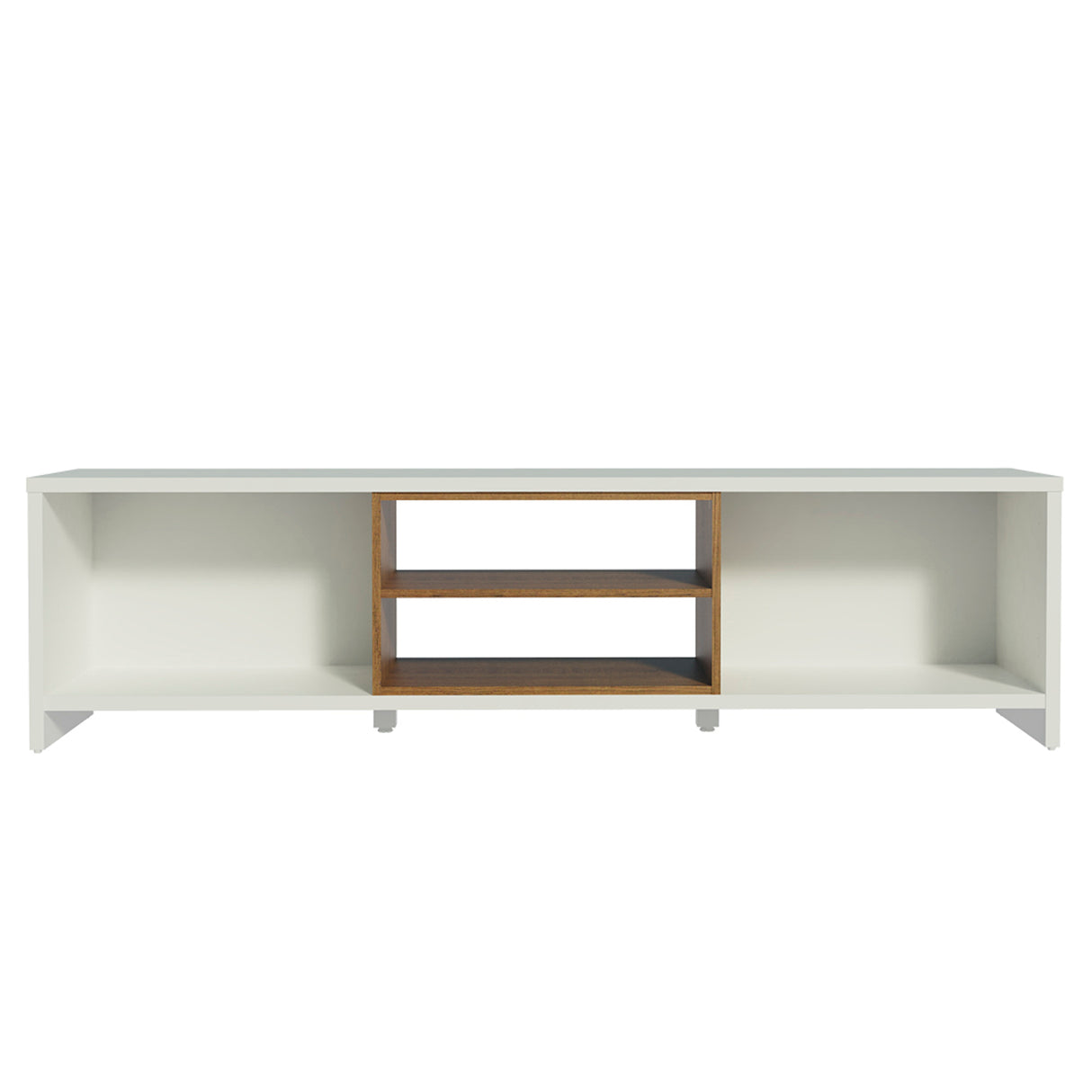 Centro de Entretenimiento Linz Blanco y Marrón 180x48cm para TV Hasta 80" Pulgadas con Cuatro Compartimientos