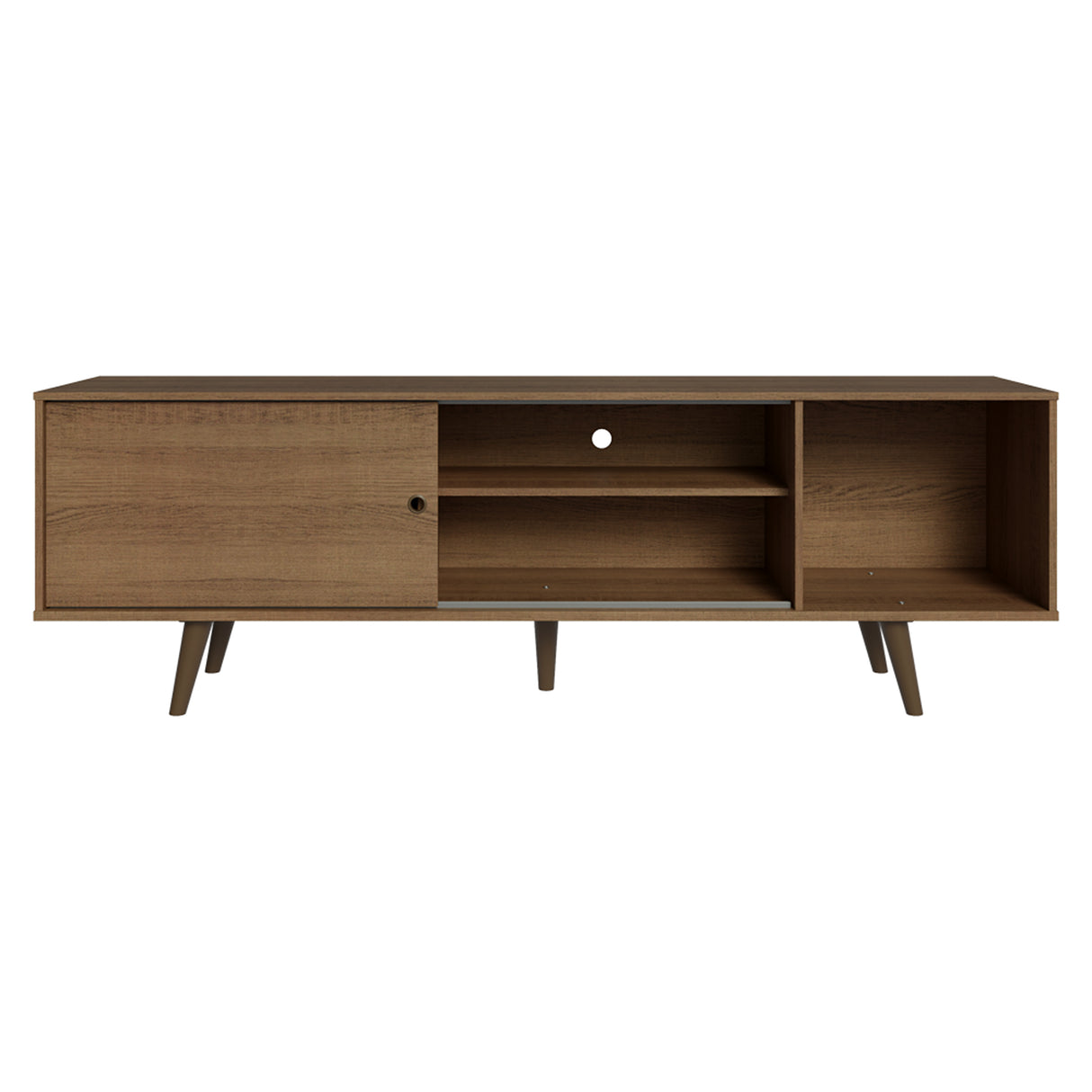 Centro de Entretenimiento Torino Marrón 160x53cm para TV Hasta 65" Pulgadas con Cuatro Compartimientos