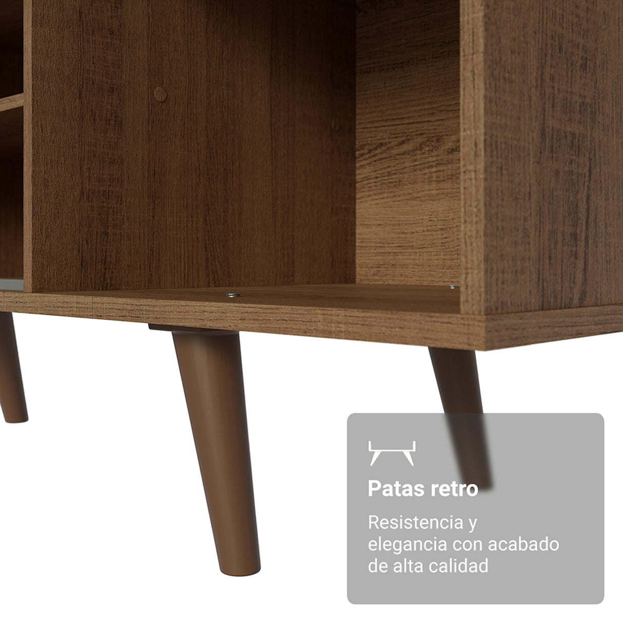 Centro de Entretenimiento Torino Marrón 160x53cm para TV Hasta 65" Pulgadas con Cuatro Compartimientos