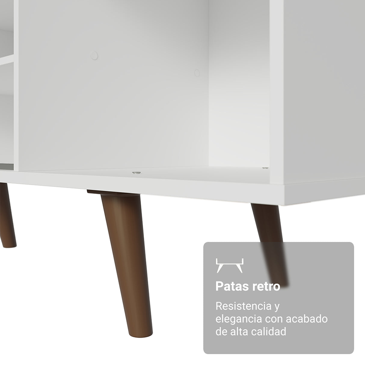 Centro de Entretenimiento Torino Blanco y Marrón 160x53cm para TV Hasta 65" Pulgadas con Cuatro Compartimientos