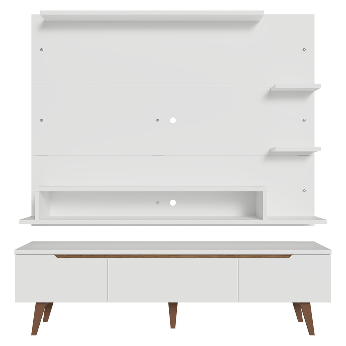 Centro de Entretenimiento Reims Blanco y Marrón 180x50cm para TV Hasta 60" Pulgadas con Seis Compartimientos