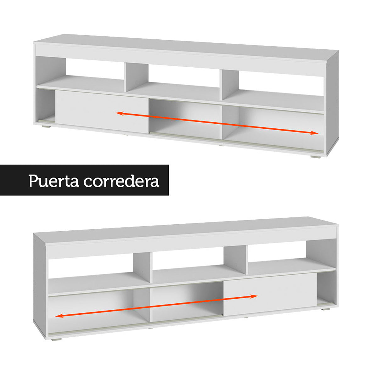 Centro de Entretenimiento Orlando Blanco 160x47cm para TV Hasta 65" Pulgadas con Cinco Compartimientos