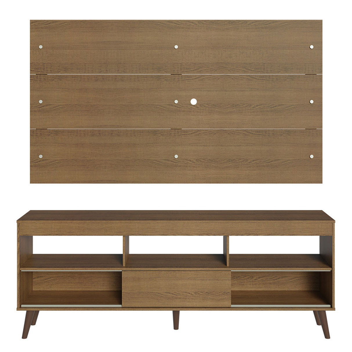 Centro de Entretenimiento Detroit Marrón 160x61cm para TV Hasta 65" Pulgadas con Cinco Compartimientos