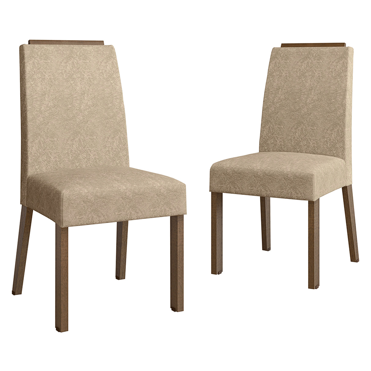 Kit x 2 Sillas para Comedor Marrón y Beige 45x96cm de Asiento Cuadrado con Espaldar Listo