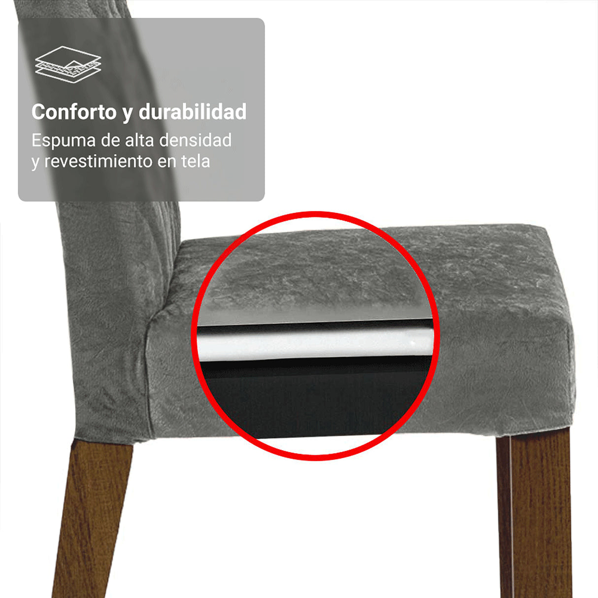 Kit x 2 Sillas para Comedor Marrón y Gris 45x96cm de Asiento Cuadrado con Espaldar de Rombos