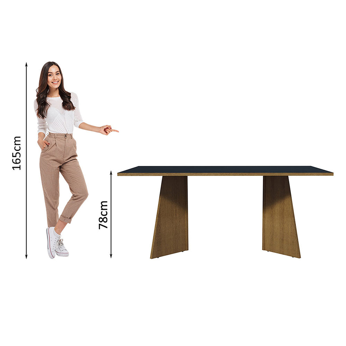 Mesa de Comedor Marrón y Negro 180x78cm Rectangular de Ocho Puestos sin Sillas