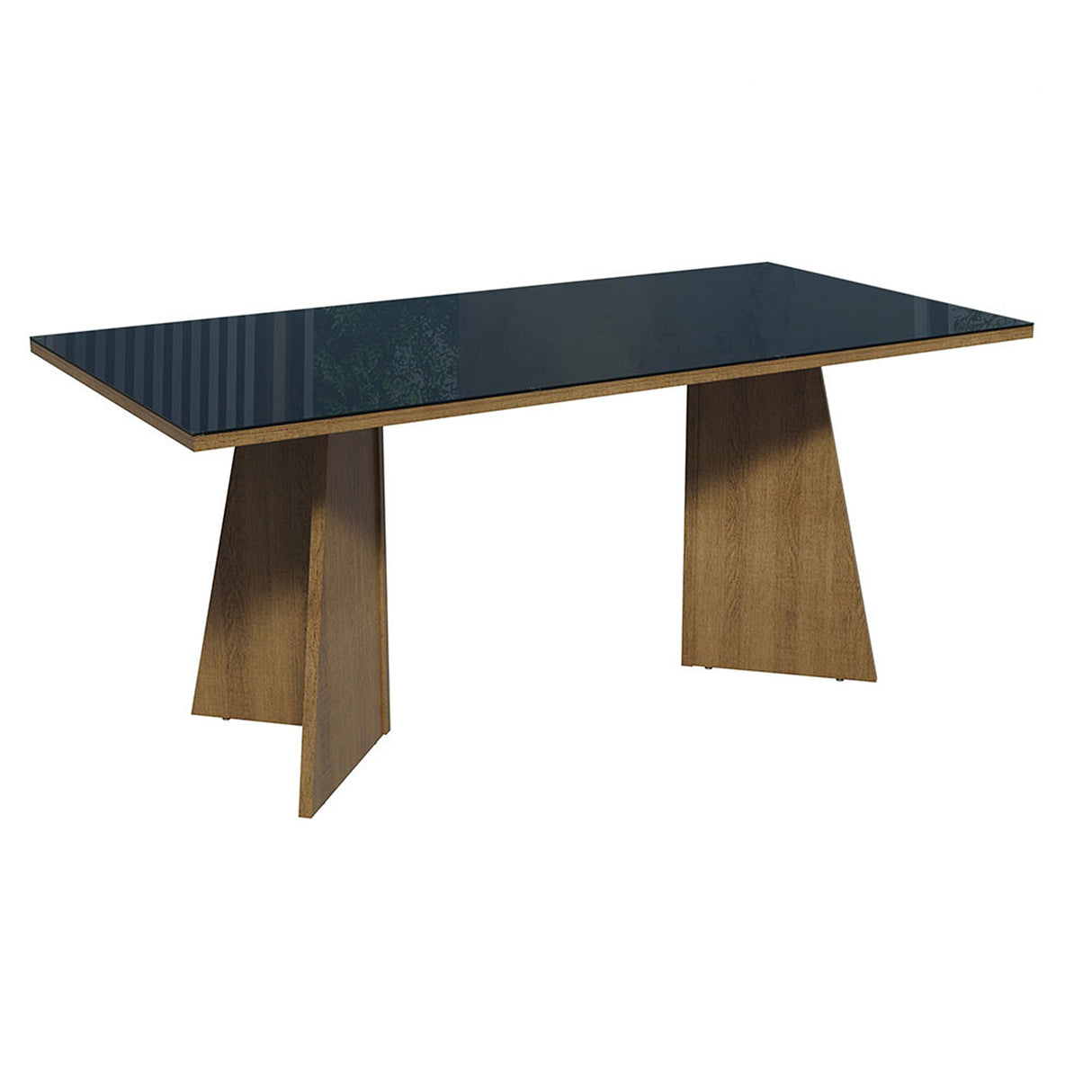 Mesa de Comedor Marrón y Negro 180x78cm Rectangular de Ocho Puestos sin Sillas y con Vidrio