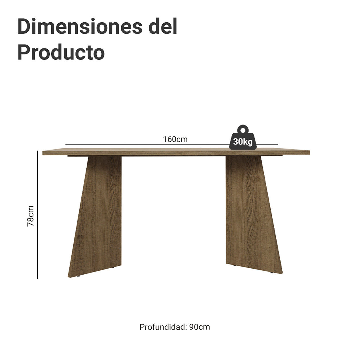 Mesa de Comedor Marrón y Crema 160x78cm Rectangular de Seis Puestos sin Sillas