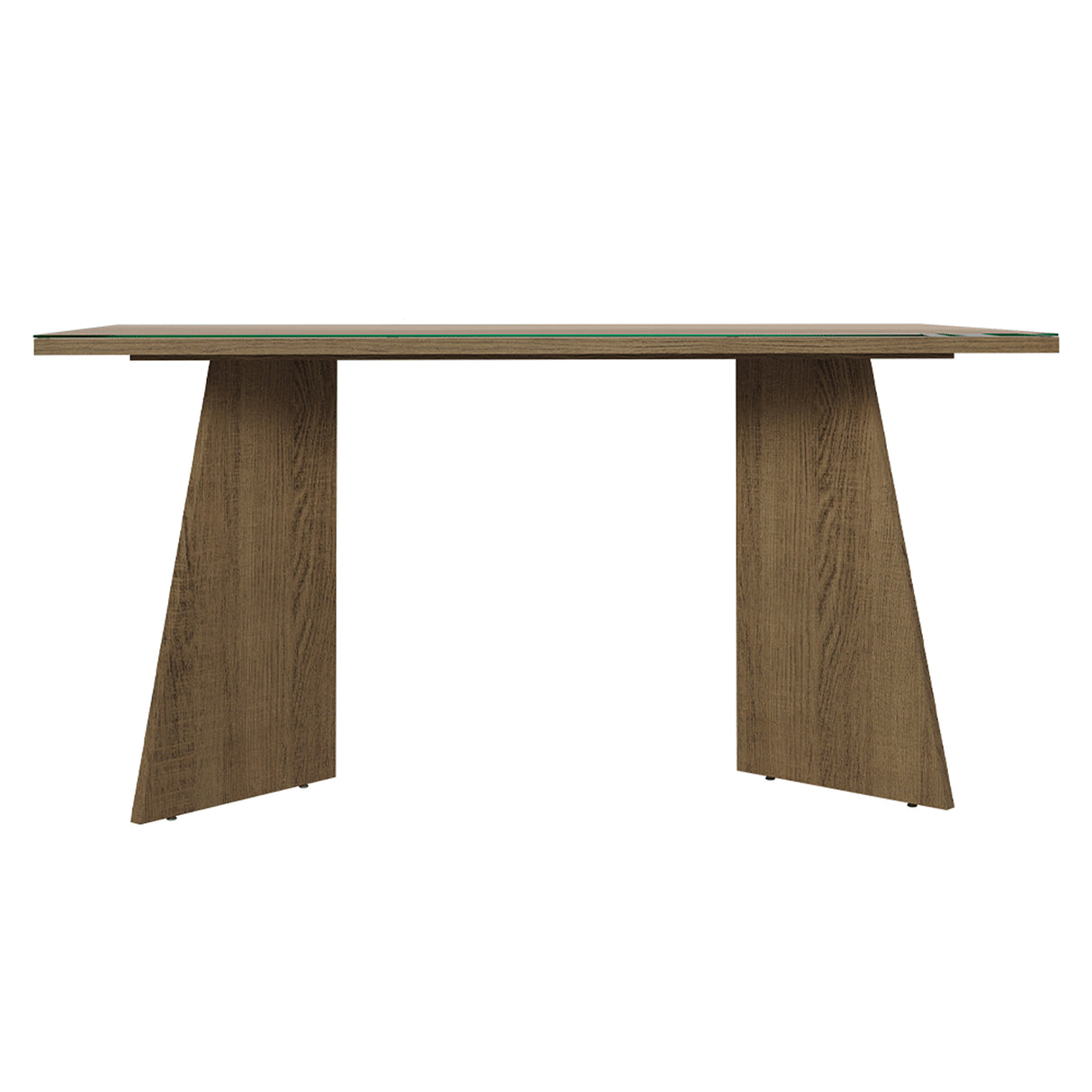 Mesa de Comedor Marrón y Crema 160x78cm Rectangular de Seis Puestos sin Sillas y con Vidrio