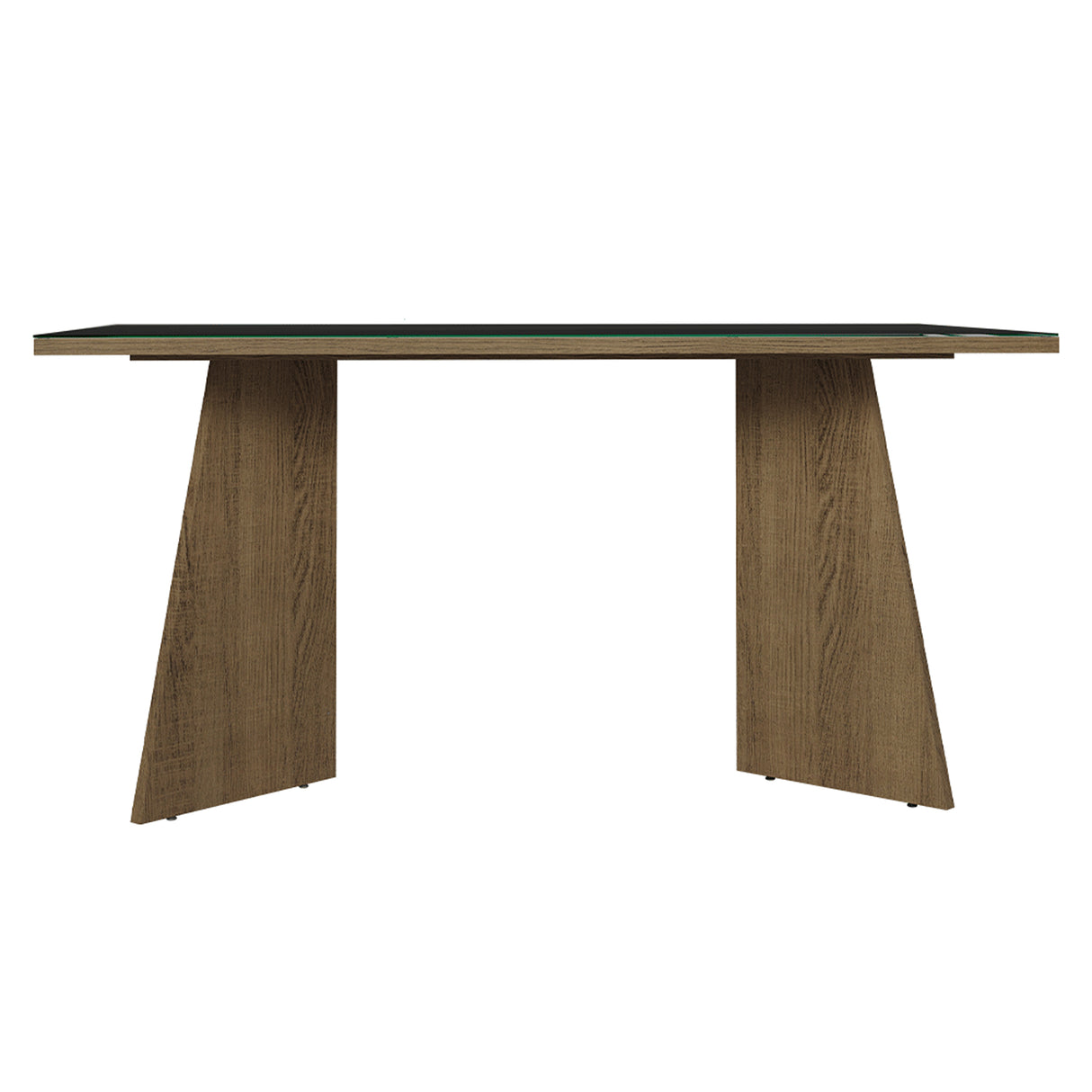 Mesa de Comedor Marrón y Negro 160x78cm Rectangular de Seis Puestos sin Sillas y con Vidrio