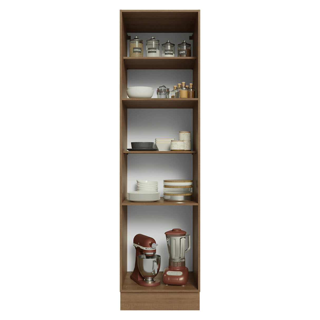 Mueble Organizador de Despensa Vik Marrón y Gris 60x225cm con Tres Puertas
