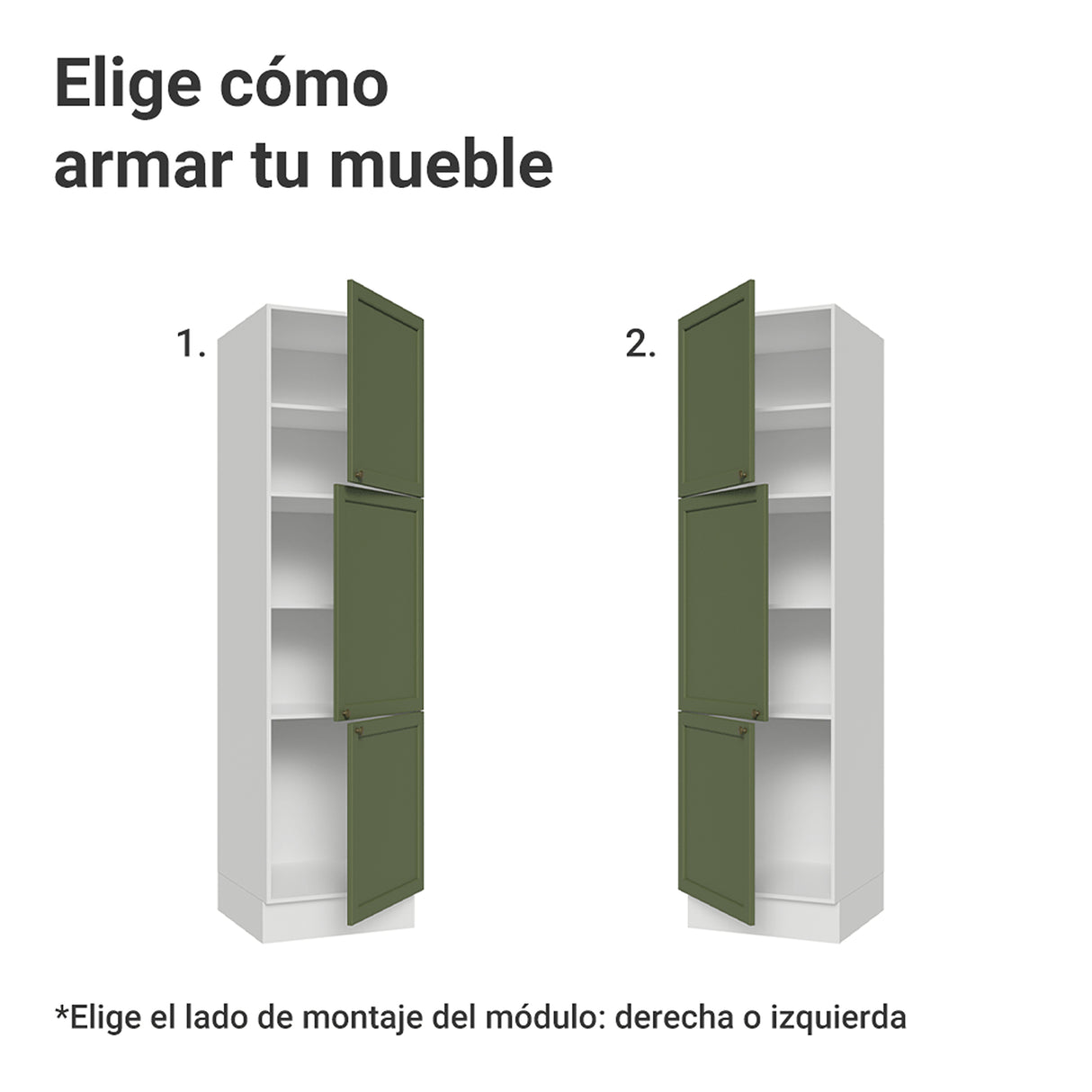 Mueble Organizador de Despensa Vik Blanco y Verde 60x225cm con Tres Puertas