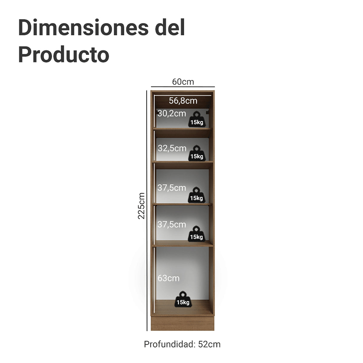 Mueble Organizador de Despensa Vik Marrón y Verde 60x225cm con Tres Puertas