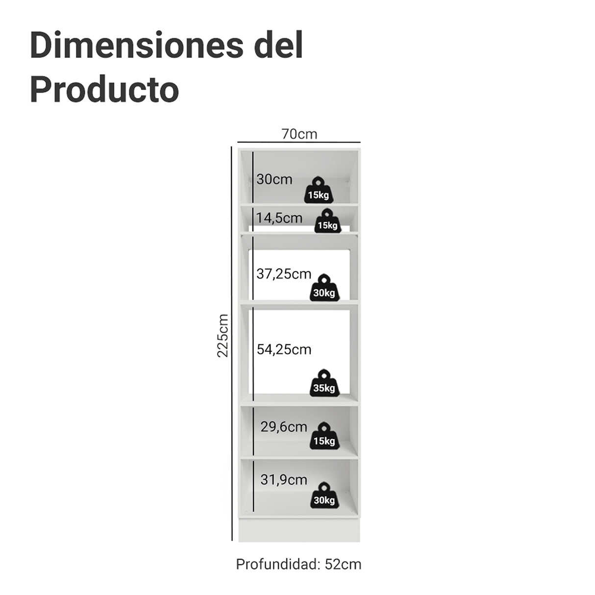 Módulo Para Microondas Vik Blanco y Gris 70x225cm con Tres Puertas