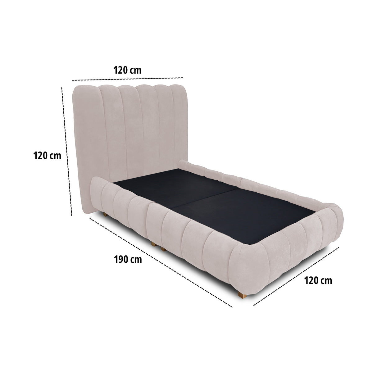 Combo Base Cama y Cabecero Praga Beige 120x40cm para Colchón Semidoble 120 X 190 Cm sin Colchón