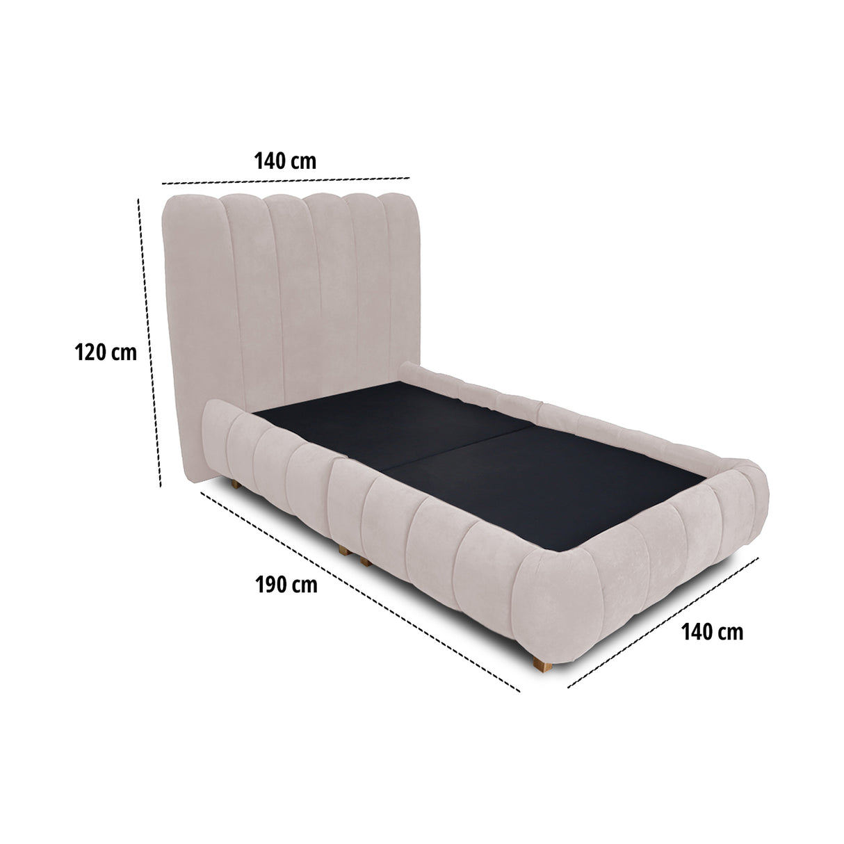 Combo Base Cama y Cabecero Praga Beige 140x40cm para Colchón Doble 140 X 190 Cm sin Colchón