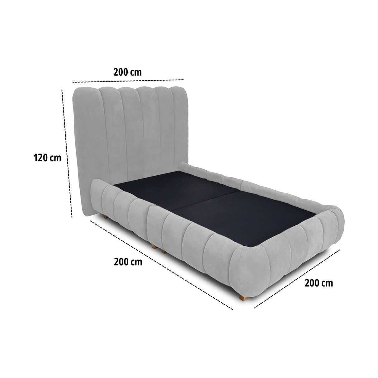 Combo Base Cama y Cabecero Praga Gris 200x40cm para Colchón King 200 X 190 Cm sin Colchón