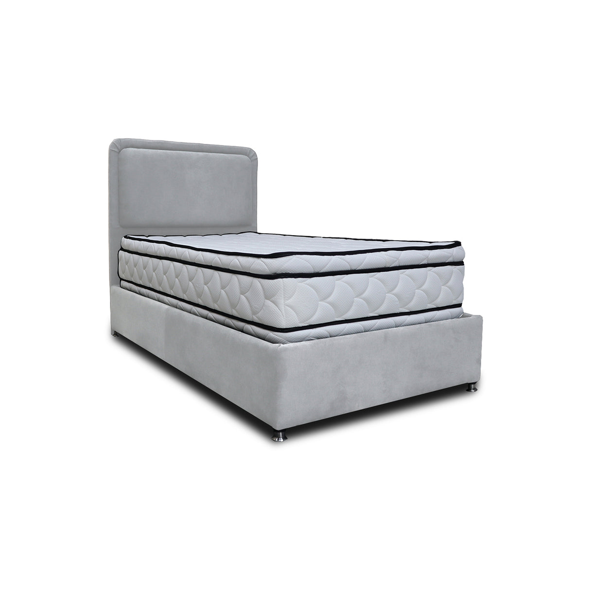 Combo Base Cama y Cabecero Nube Gris Claro 100x30cm para Colchón Sencillo 100 X 190 Cm con Colchón
