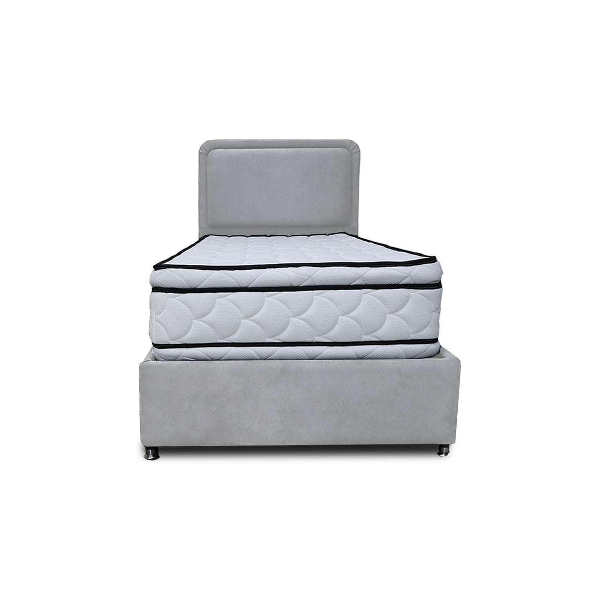 Combo Base Cama y Cabecero Nube Gris Claro 120x30cm para Colchón Semidoble 120 X 190 Cm con Colchón
