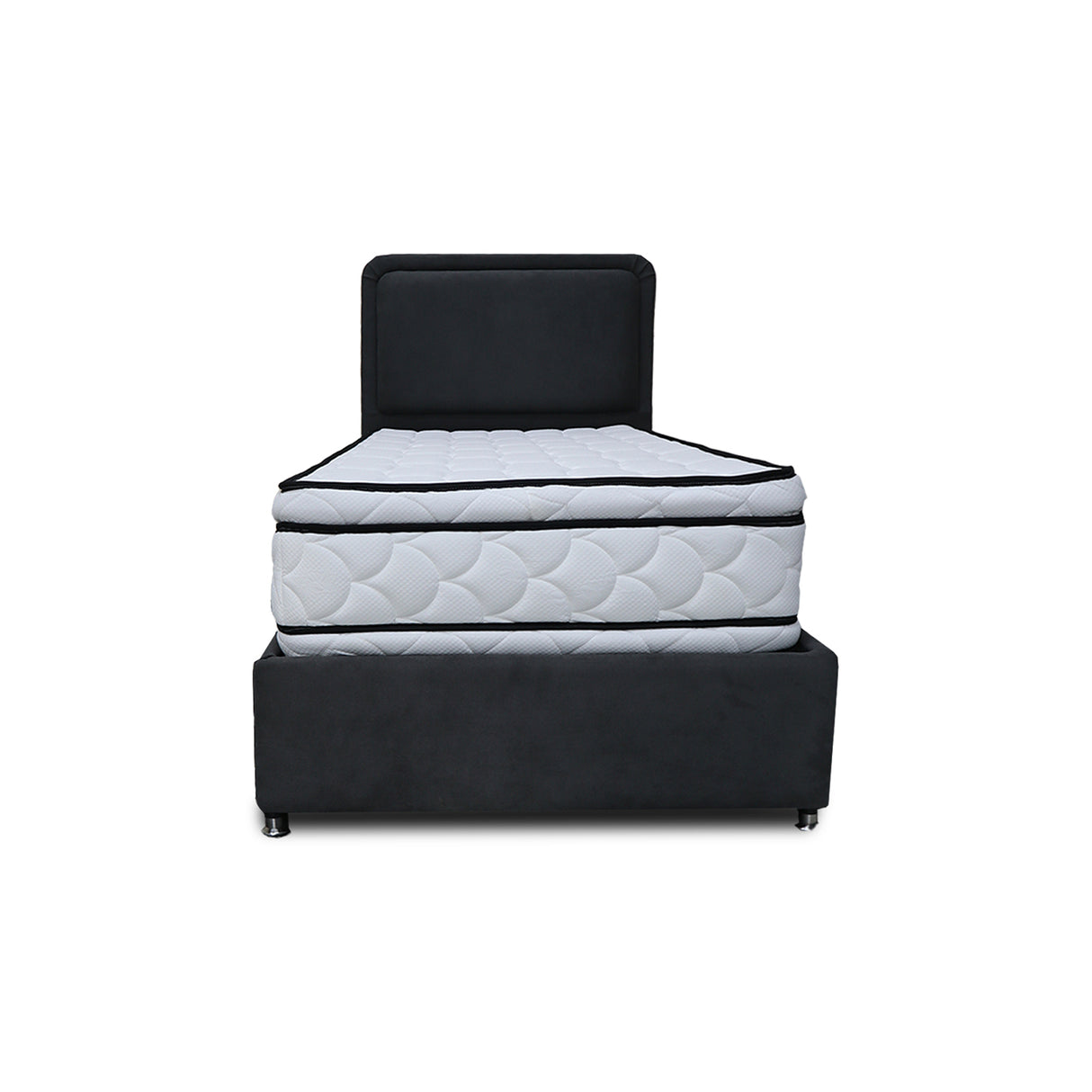 Combo Base Cama y Cabecero Nube Negro 120x30cm para Colchón Semidoble 120 X 190 Cm con Colchón