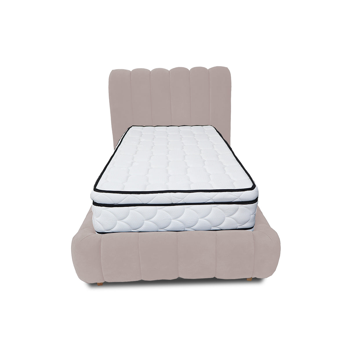 Combo Base Cama y Cabecero Praga Beige 120x40cm para Colchón Semidoble 120 X 190 Cm con Colchón