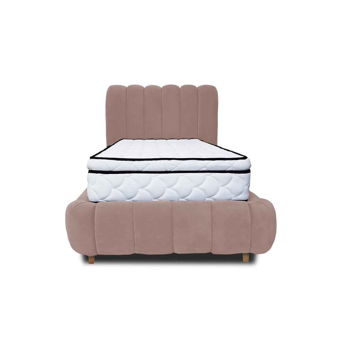 Combo Base Cama y Cabecero Praga Camel 120x40cm para Colchón Semidoble 120 X 190 Cm con Colchón