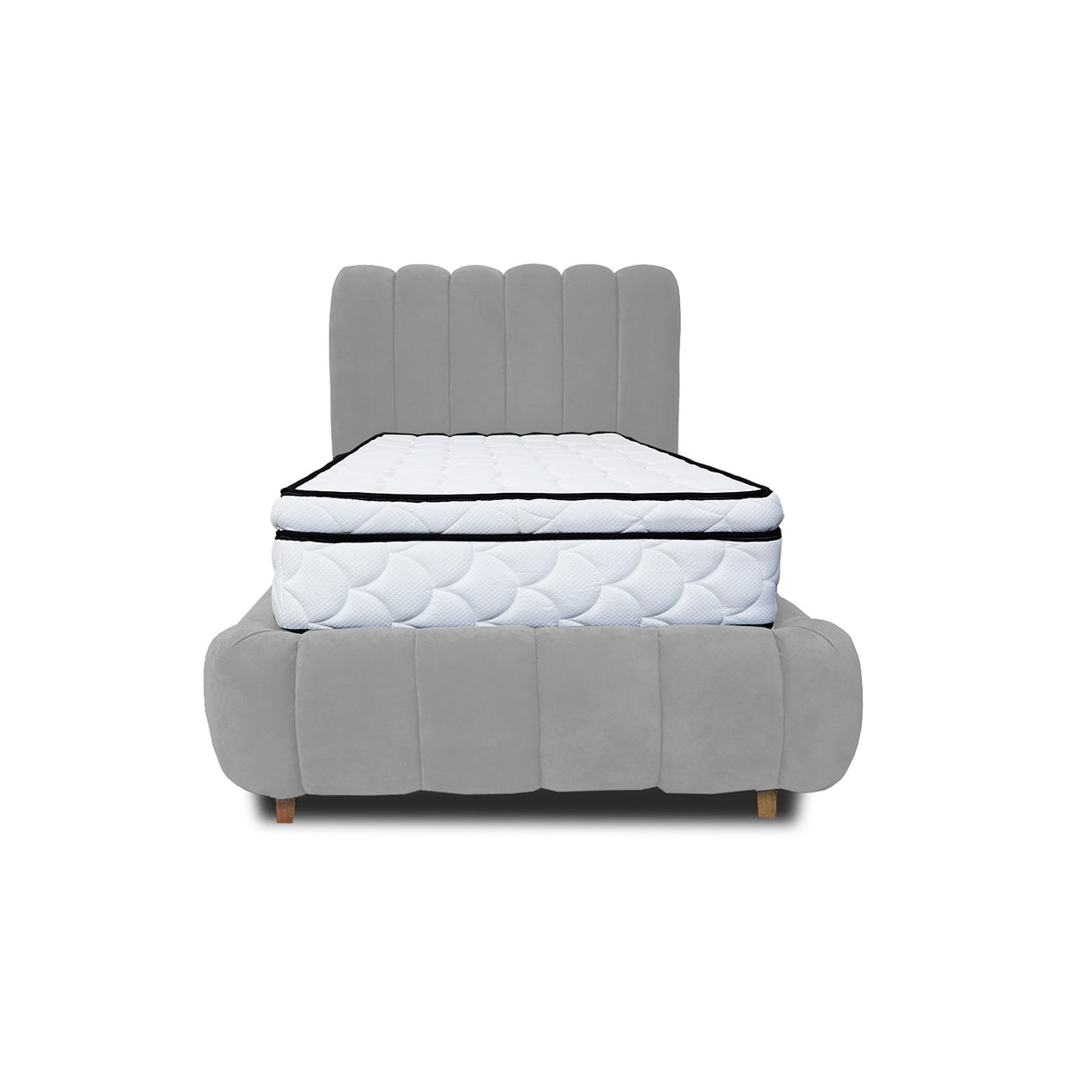 Combo Base Cama y Cabecero Praga Gris 120x40cm para Colchón Semidoble 120 X 190 Cm con Colchón