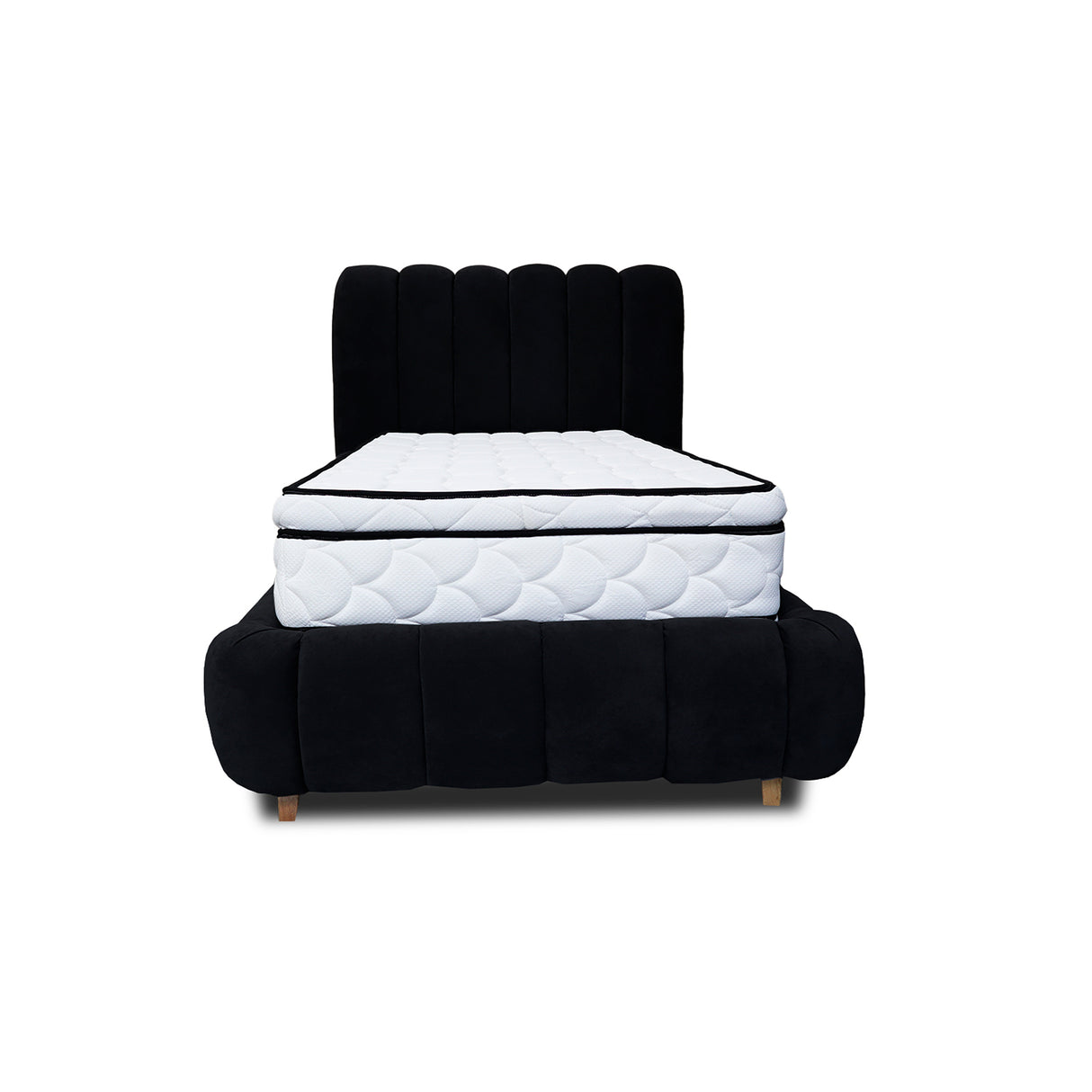 Combo Base Cama y Cabecero Praga Negro 140x40cm para Colchón Doble 140 X 190 Cm con Colchón