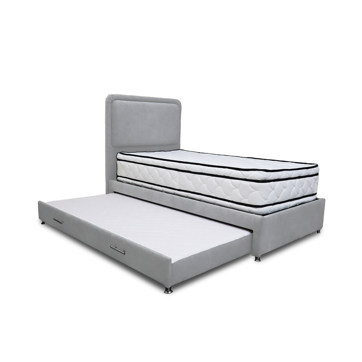 Combo Cama Tarima Nido y Cabecero Nube Gris Claro 100x35cm para Colchón Sencillo 100 X 190 Cm con Colchón